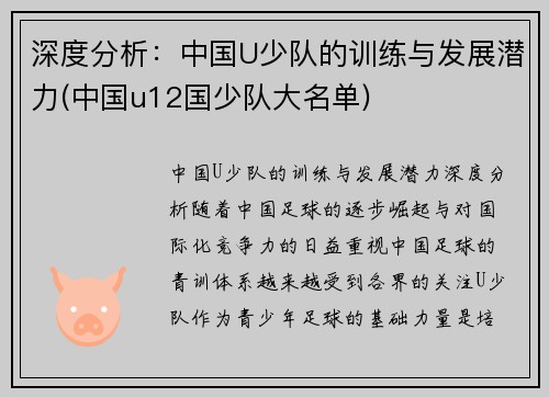 深度分析：中国U少队的训练与发展潜力(中国u12国少队大名单)
